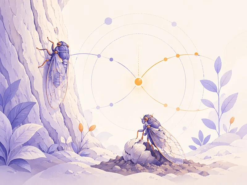 Illustration of cicadas emerging every 13 and 17 years