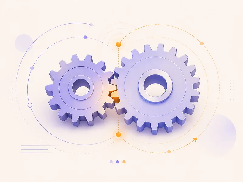 Illustration of two interlocking gears with 12 and 18 teeth
